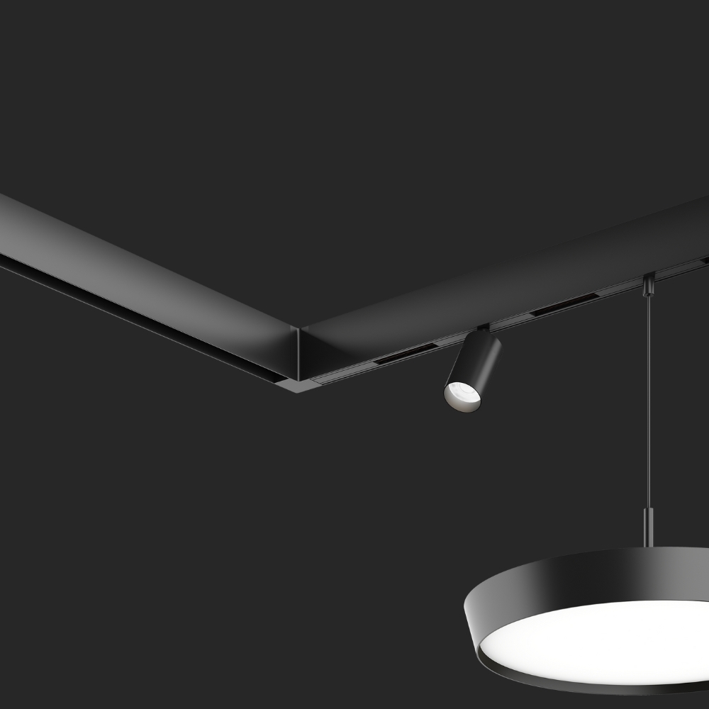 A StencilFlex surface-mounted framework on a ceiling